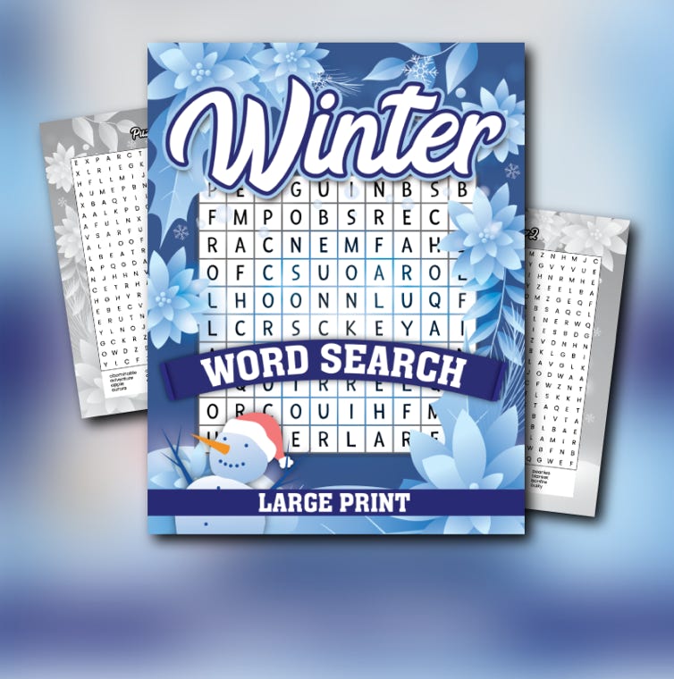 Winter Word Search - Large Print: 26 Winter-themed pages of A-Z puzzles with solutions