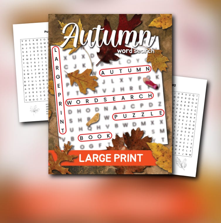 Autumn Word Search Puzzle Book (Large Print): 26 Fall-themed pages of A-Z puzzles (with solutions)