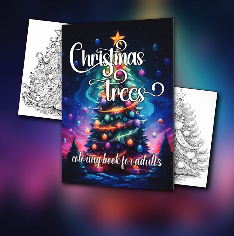Christmas Trees Coloring Book for Adults