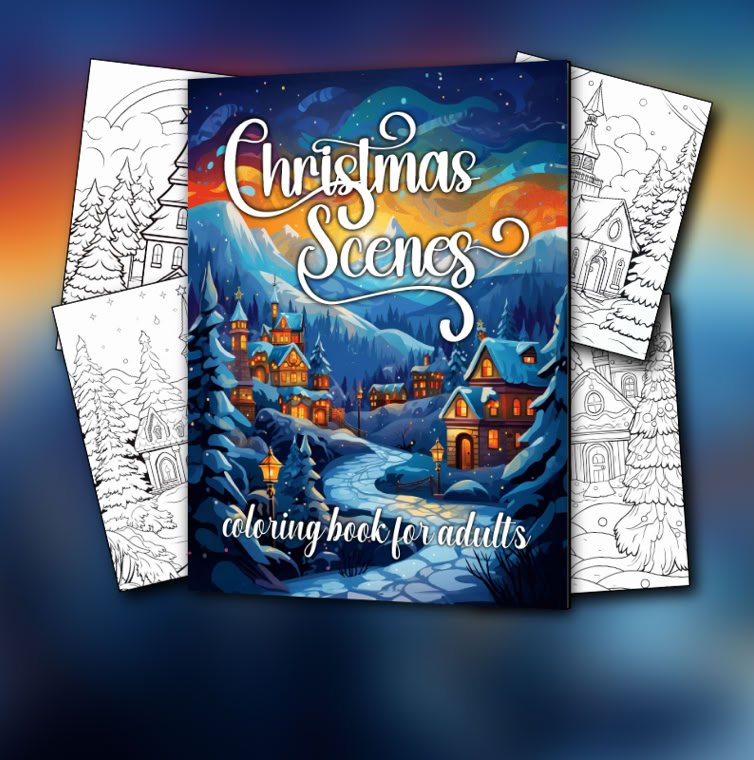 Christmas Scenes Coloring Book for Adults